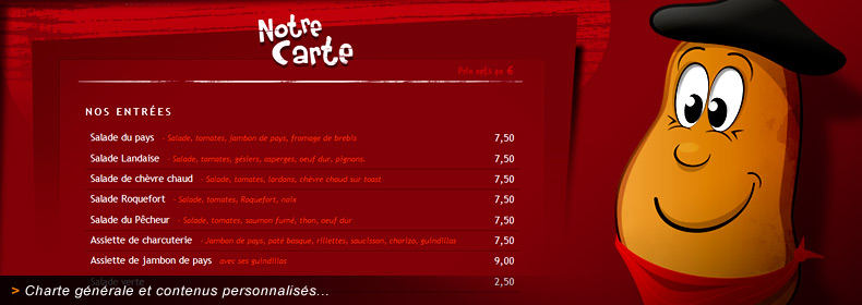 Identité visuelle et charte graphique du site du restaurant la Patate à Bayonne